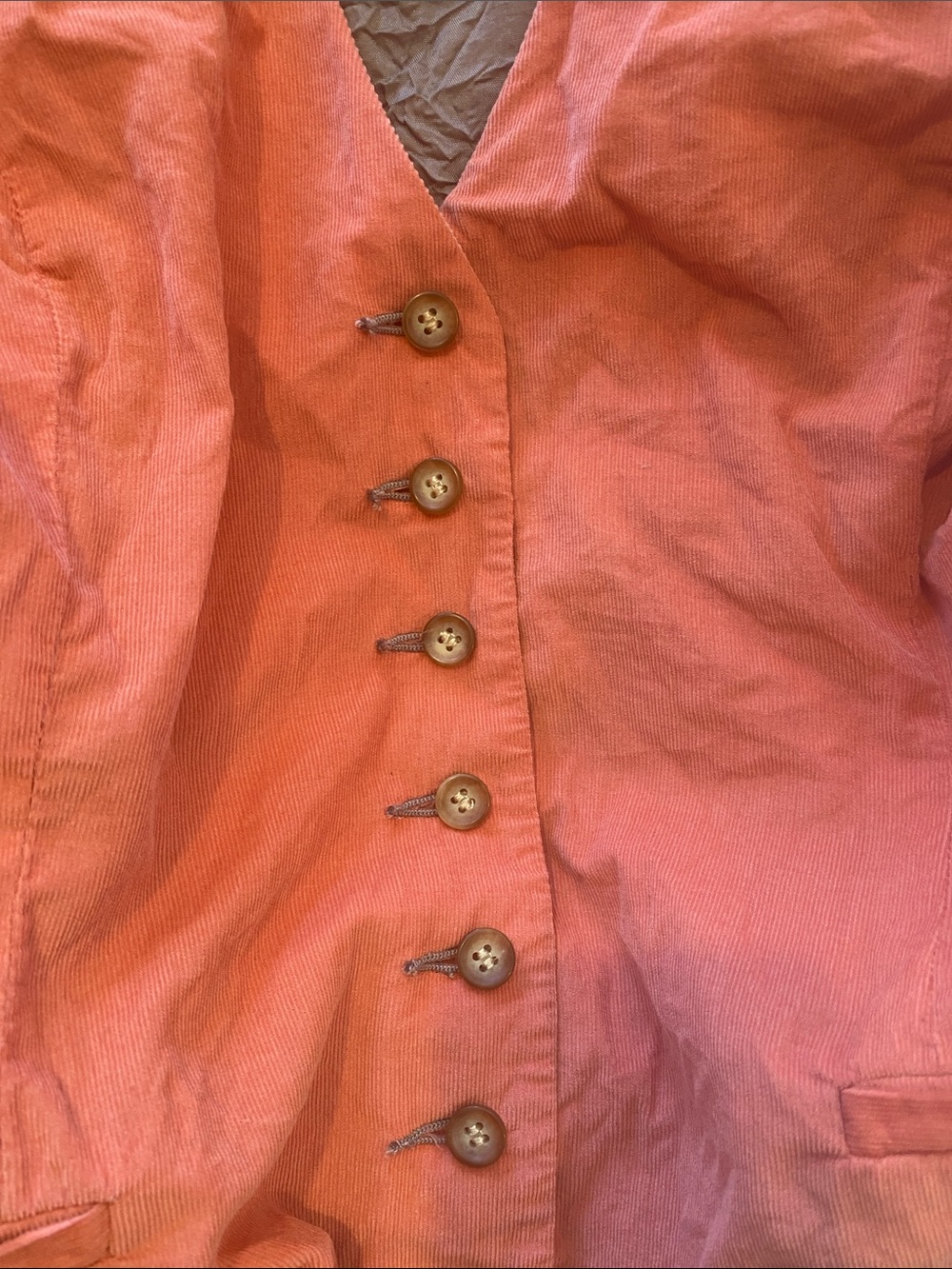Sundance menswear style vest top Sleeveless thin corduroy salmon pink LARGE - Picture 7 of 7